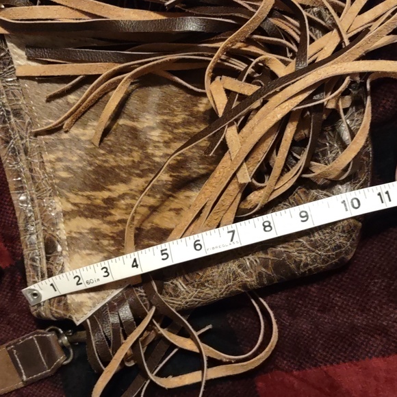 Turkey Creek Designs. Hand Made in Texas. Leather/fur/ fringe bag. - Picture 8 of 15